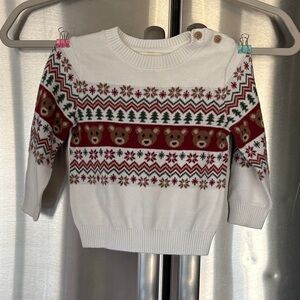 First Impressions White and Red Christmas Bear Sweater